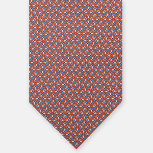 3-Fold Silk Tie, Floral Pattern, Orange - JA060096_4 T