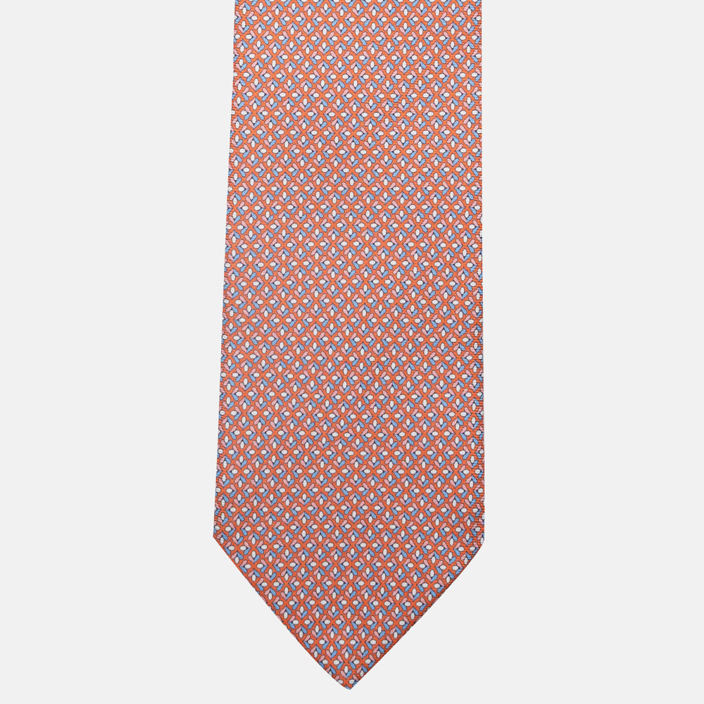 3-Fold Silk Tie, Floral Pattern, Orange - JA060096_4