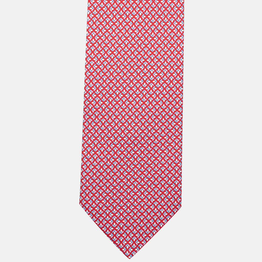 Cravatta 3 pieghe in Seta, Fantasia Floreale, Rosso - JA060096_5