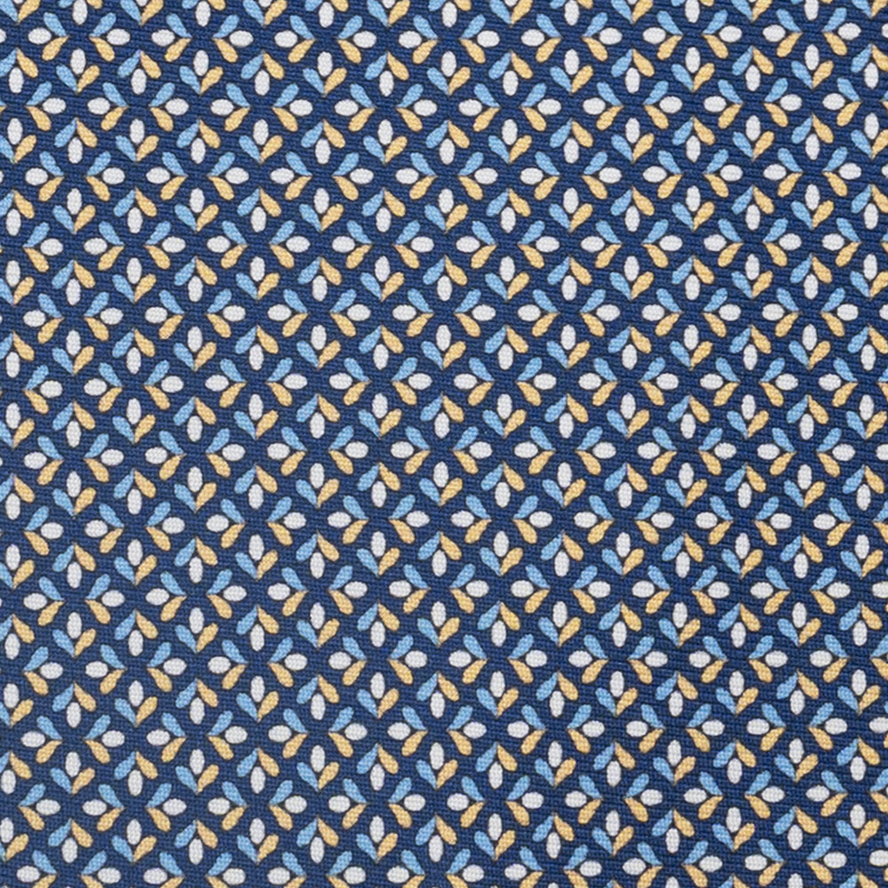 3-Fold Silk Tie, Floral Pattern, Blue and Yellow - JA060096_6