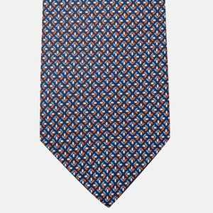 Cravatta 3 pieghe in Seta, Fantasia Floreale, Blu Arancione - JA060096_7