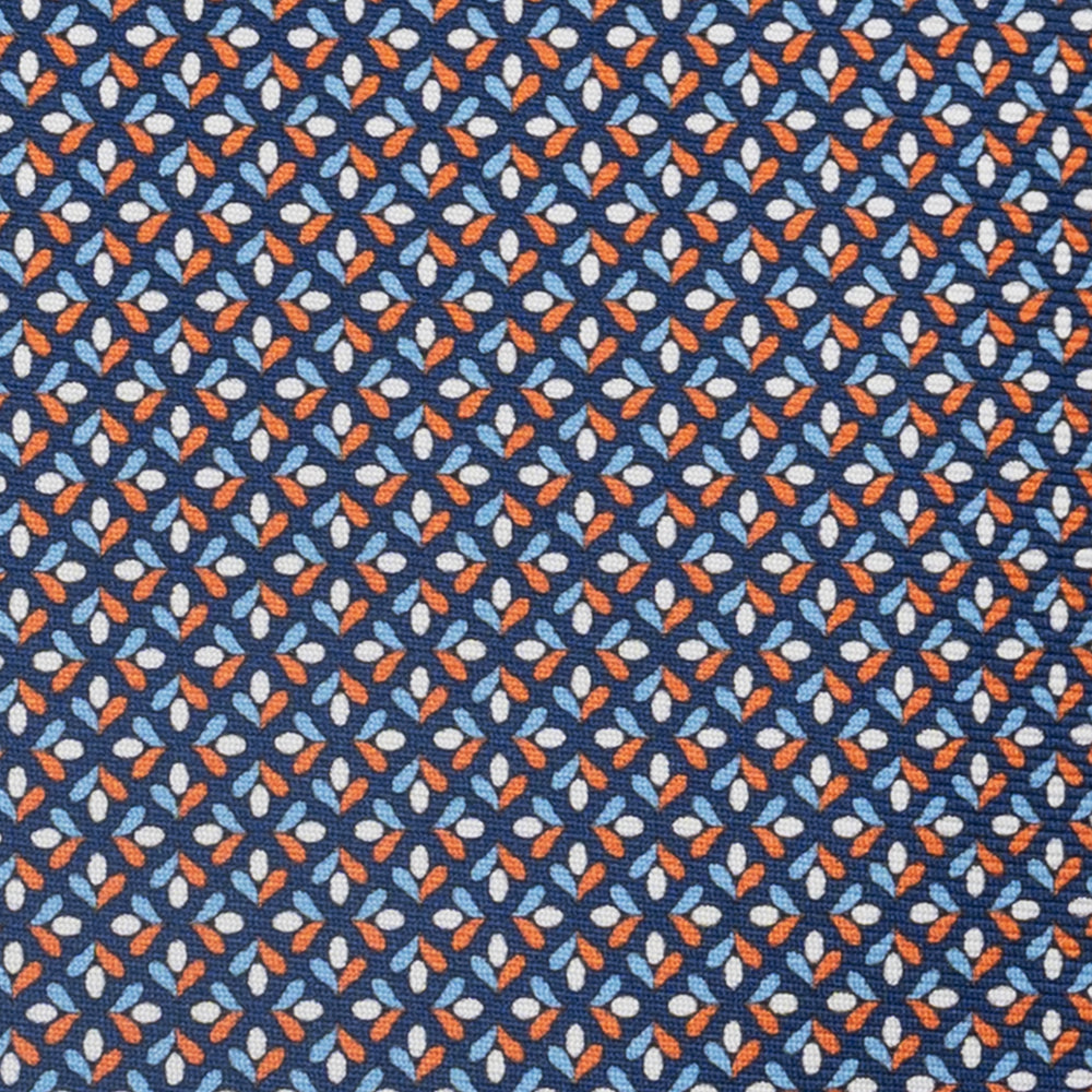 Cravatta 3 pieghe in Seta, Fantasia Floreale, Blu Arancione - JA060096_7