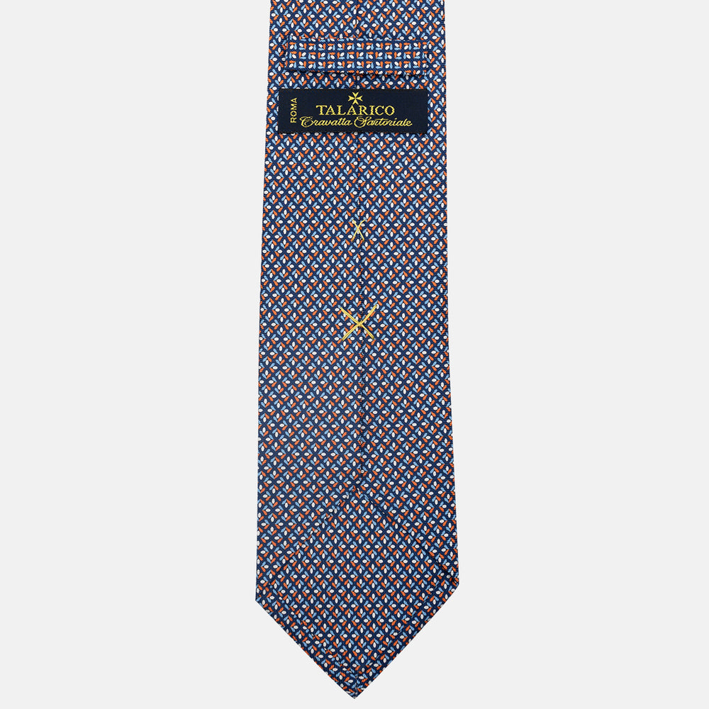 Cravatta 3 pieghe in Seta, Fantasia Floreale, Blu Arancione - JA060096_7