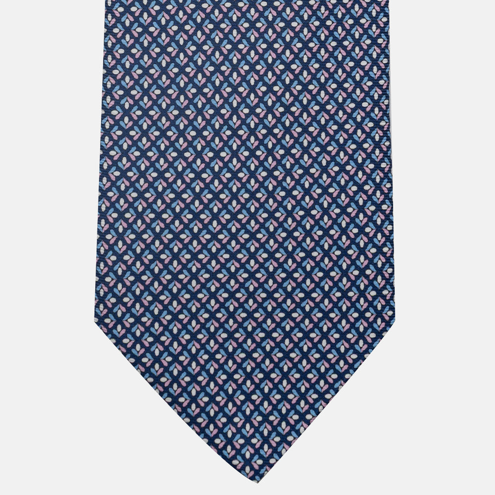 Cravatta 3 pieghe in Seta, Fantasia Floreale, Blu Rosa - JA060096_8