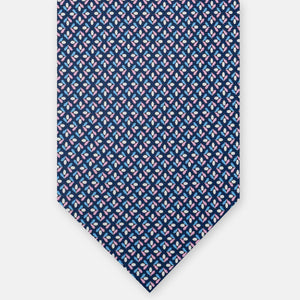 3-Fold Silk Tie, Floral Pattern, Blue Pink - JA060096_8 T