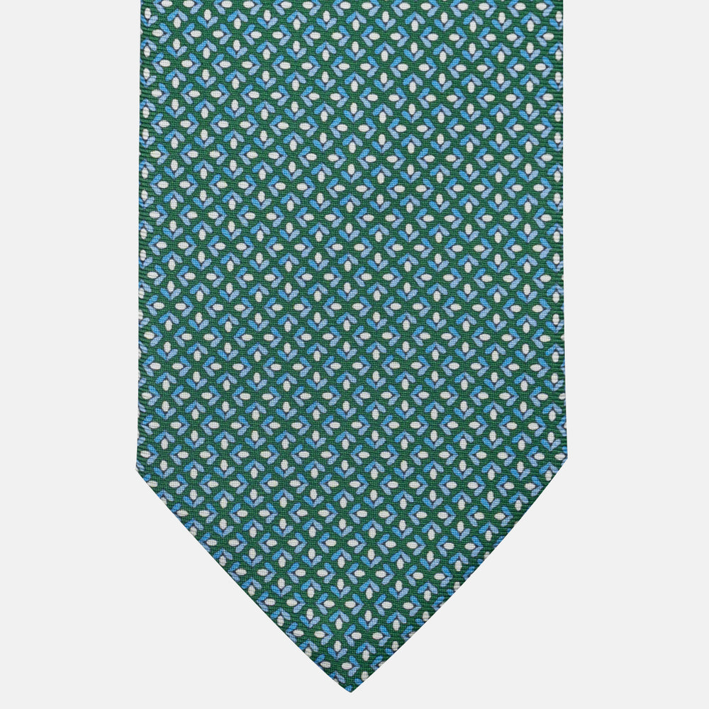 3-Fold Silk Tie, Floral Pattern, Green - JA060096_9