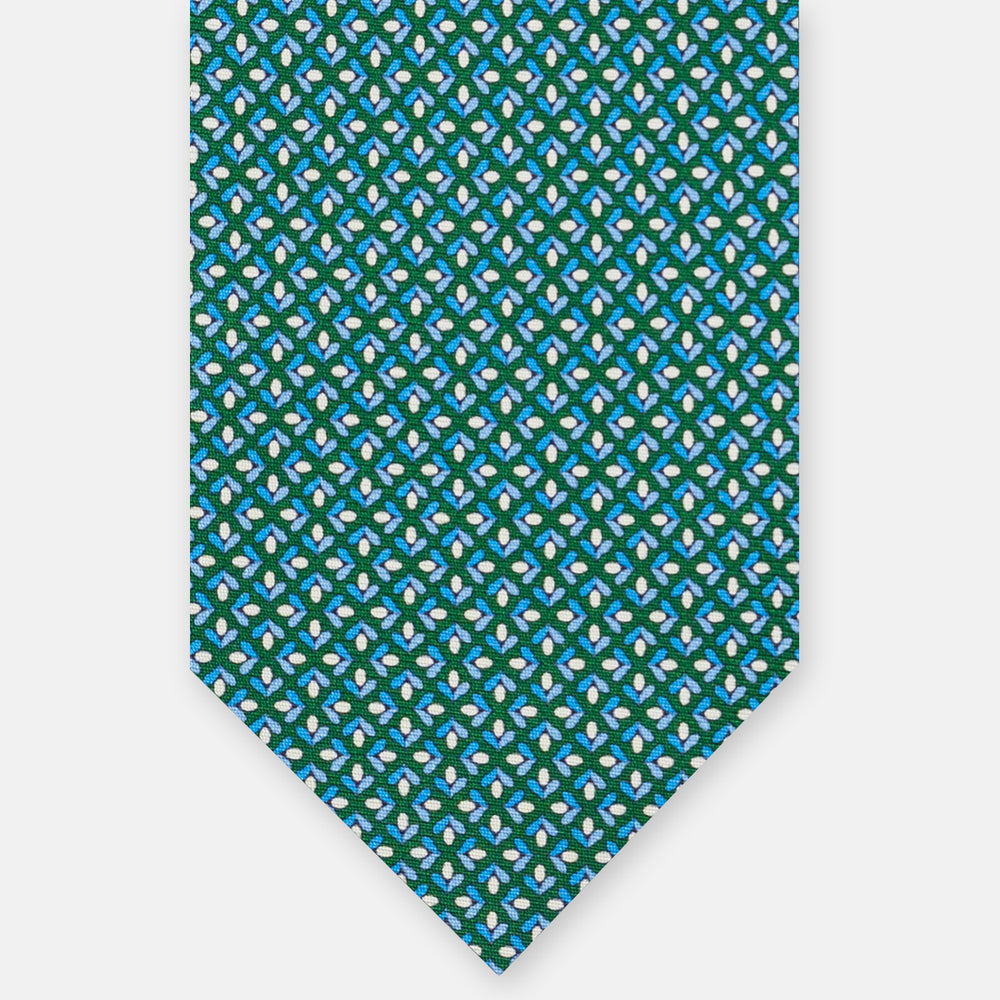 3-Fold Silk Tie, Floral Pattern, Green - JA060096_9 T