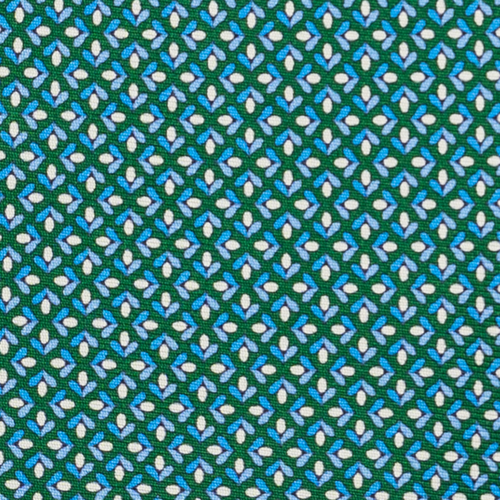 3-Fold Silk Tie, Floral Pattern, Green - JA060096_9 T