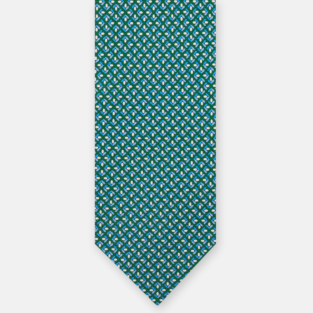 3-Fold Silk Tie, Floral Pattern, Green - JA060096_9 T