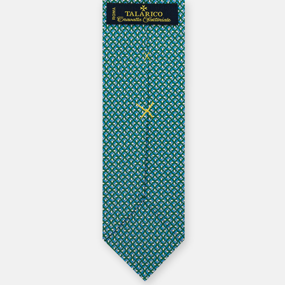 3-Fold Silk Tie, Floral Pattern, Green - JA060096_9 T