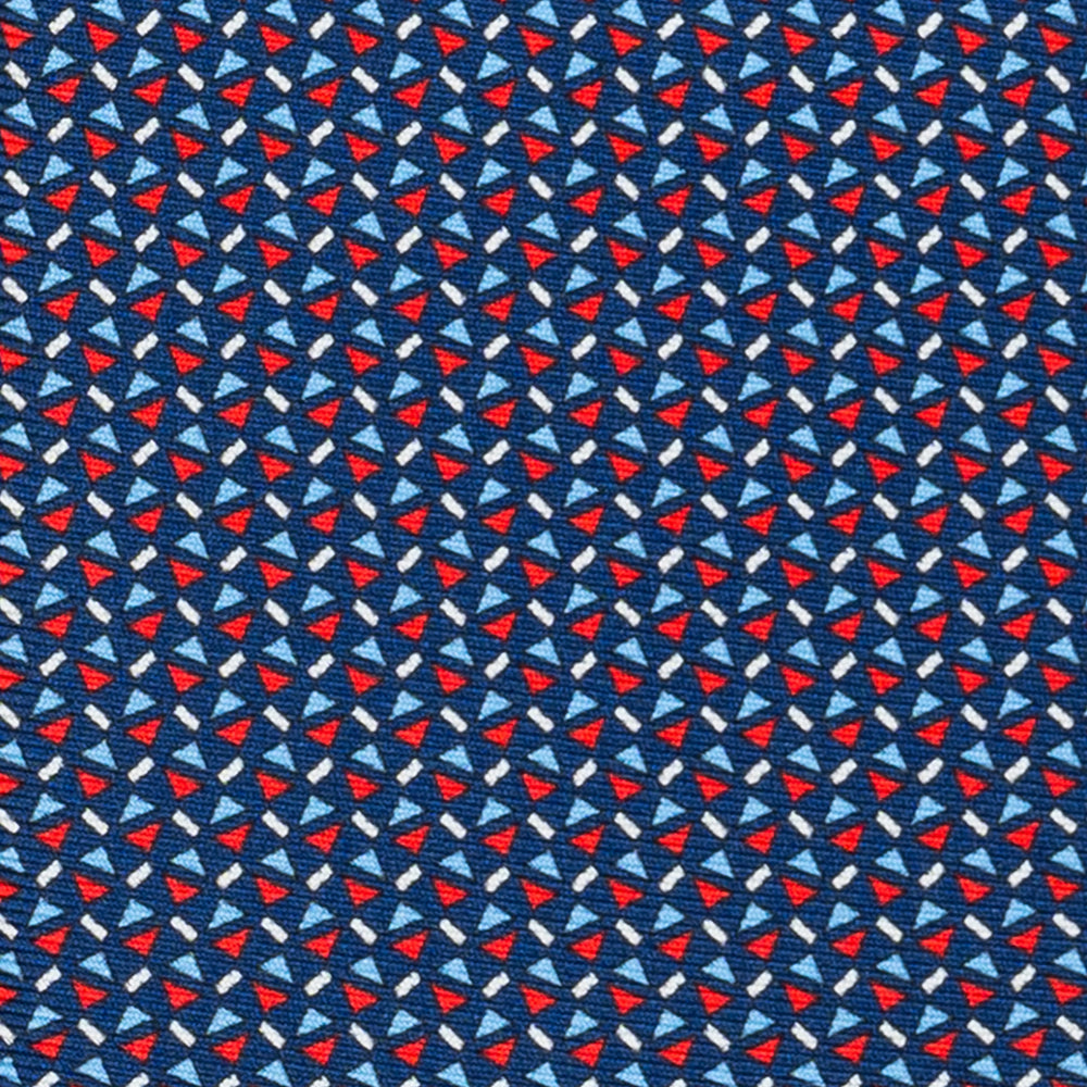 Cravatta 3 pieghe in Seta, Micro Fantasia, Blu Rosso - JA061851_1 T