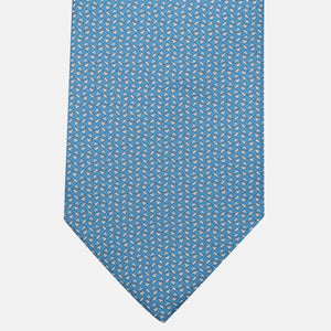 Cravatta 3 pieghe in Seta, Micro Fantasia, Celeste - JA061851_2