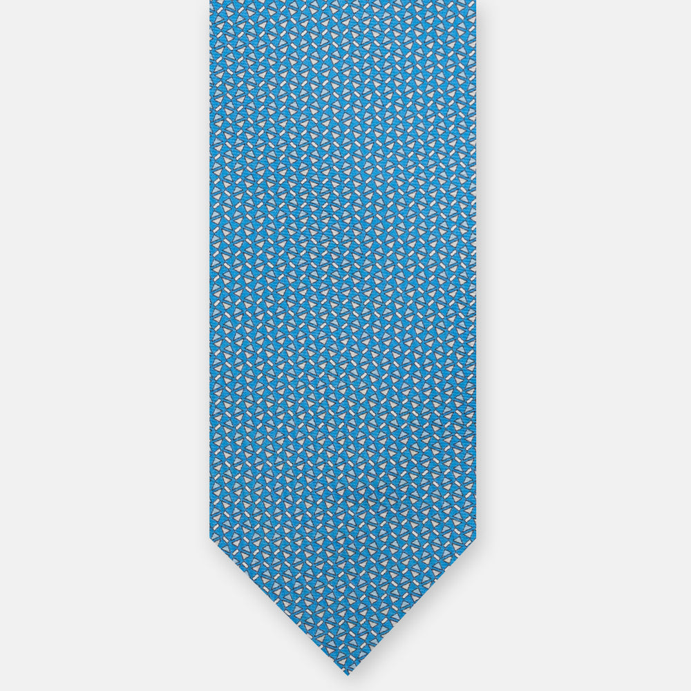 3-Fold Silk Tie, Micro Pattern, Light Blue - JA061851_2 T