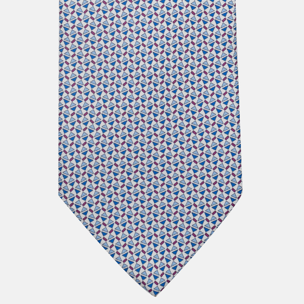 3-Fold Silk Tie, Micro Pattern, White - JA061851_3