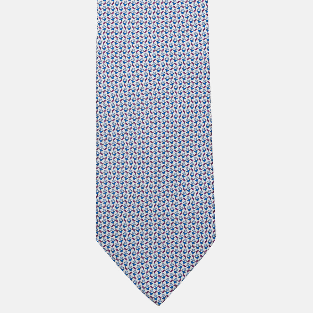 3-Fold Silk Tie, Micro Pattern, White - JA061851_3