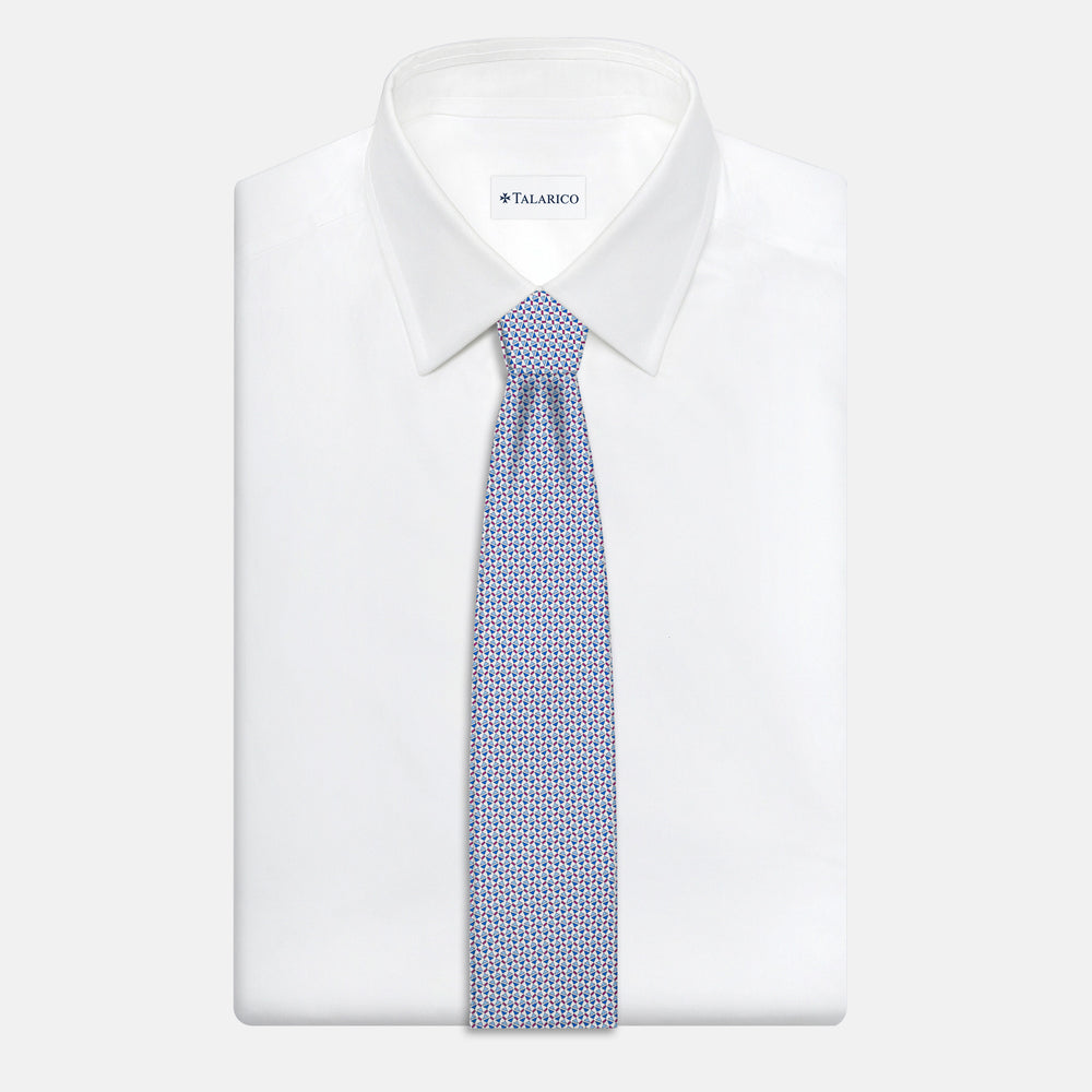 3-Fold Silk Tie, Micro Pattern, White - JA061851_3 T