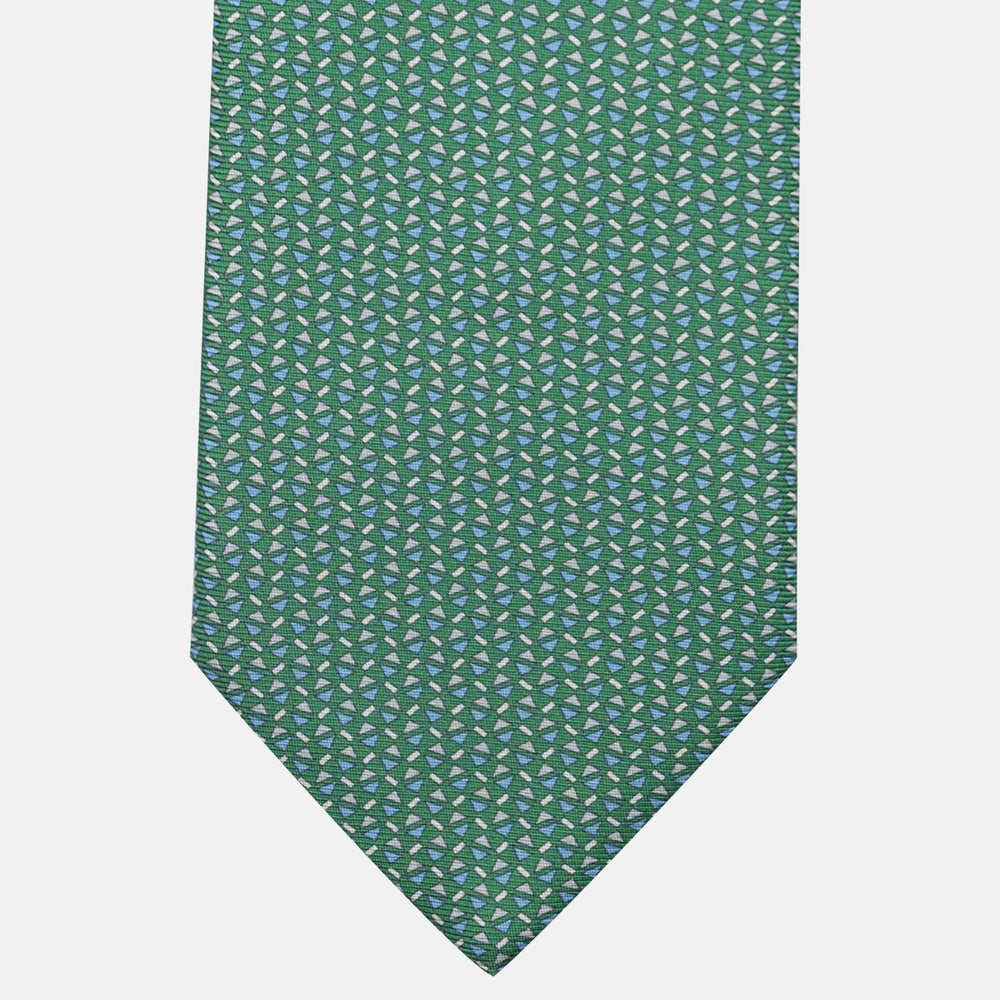 3-Fold Silk Tie, Micro Pattern, Green - JA061851_4