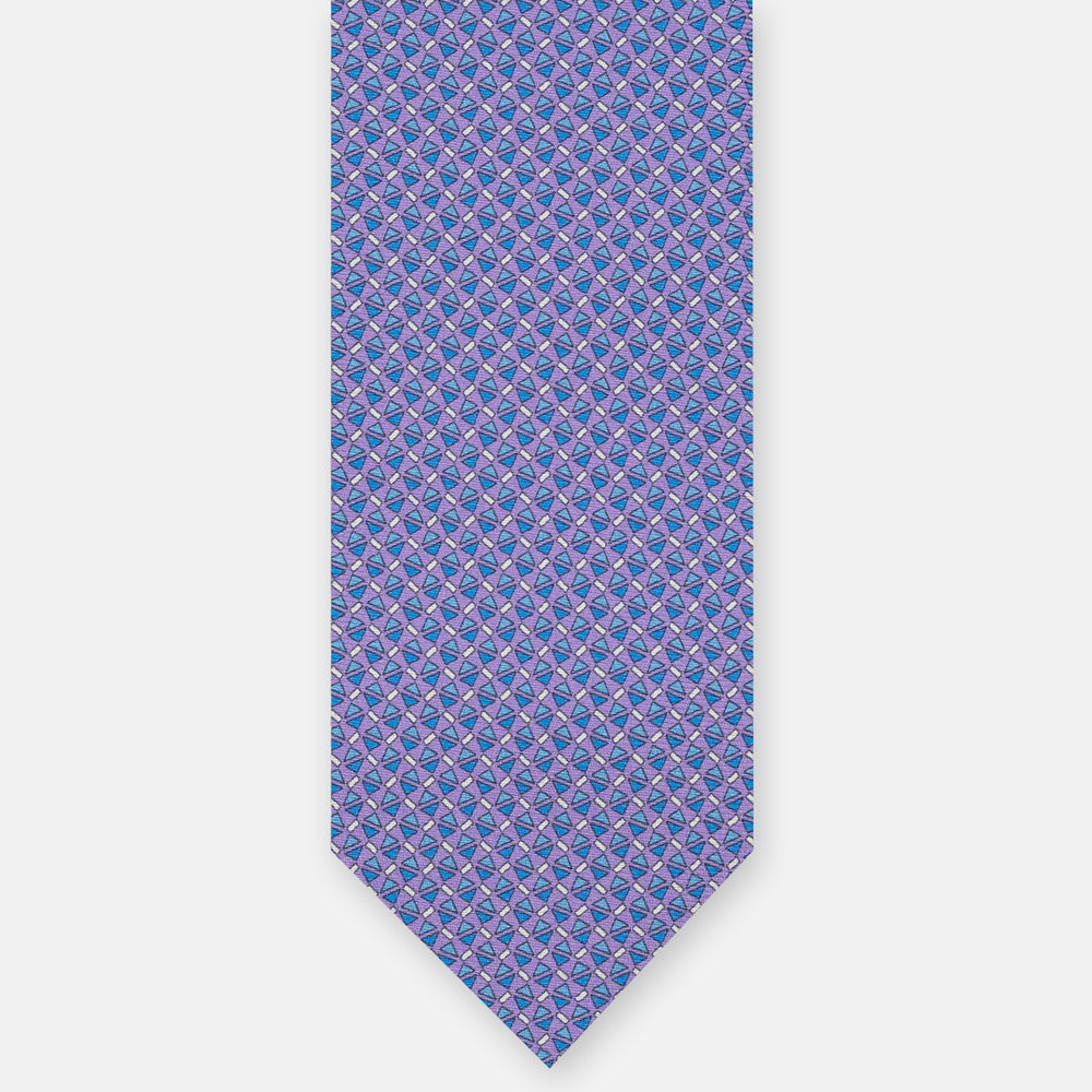 3-Fold Silk Tie, Micro Pattern, Lilac - JA061851_5 T