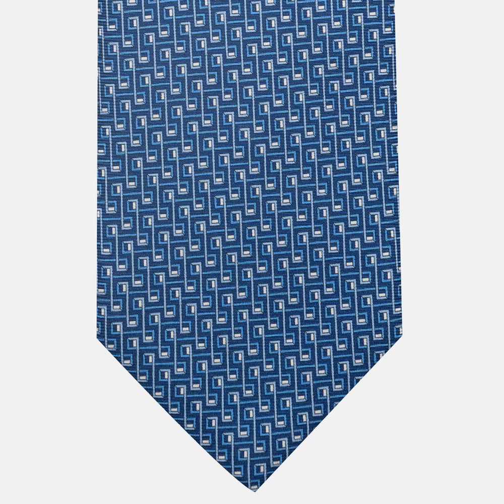 3-Fold Silk Tie, Chain Pattern, Light Blue - JA061861_2