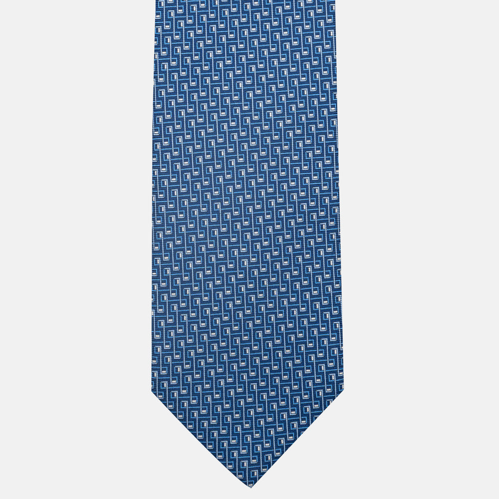 3-Fold Silk Tie, Chain Pattern, Light Blue - JA061861_2