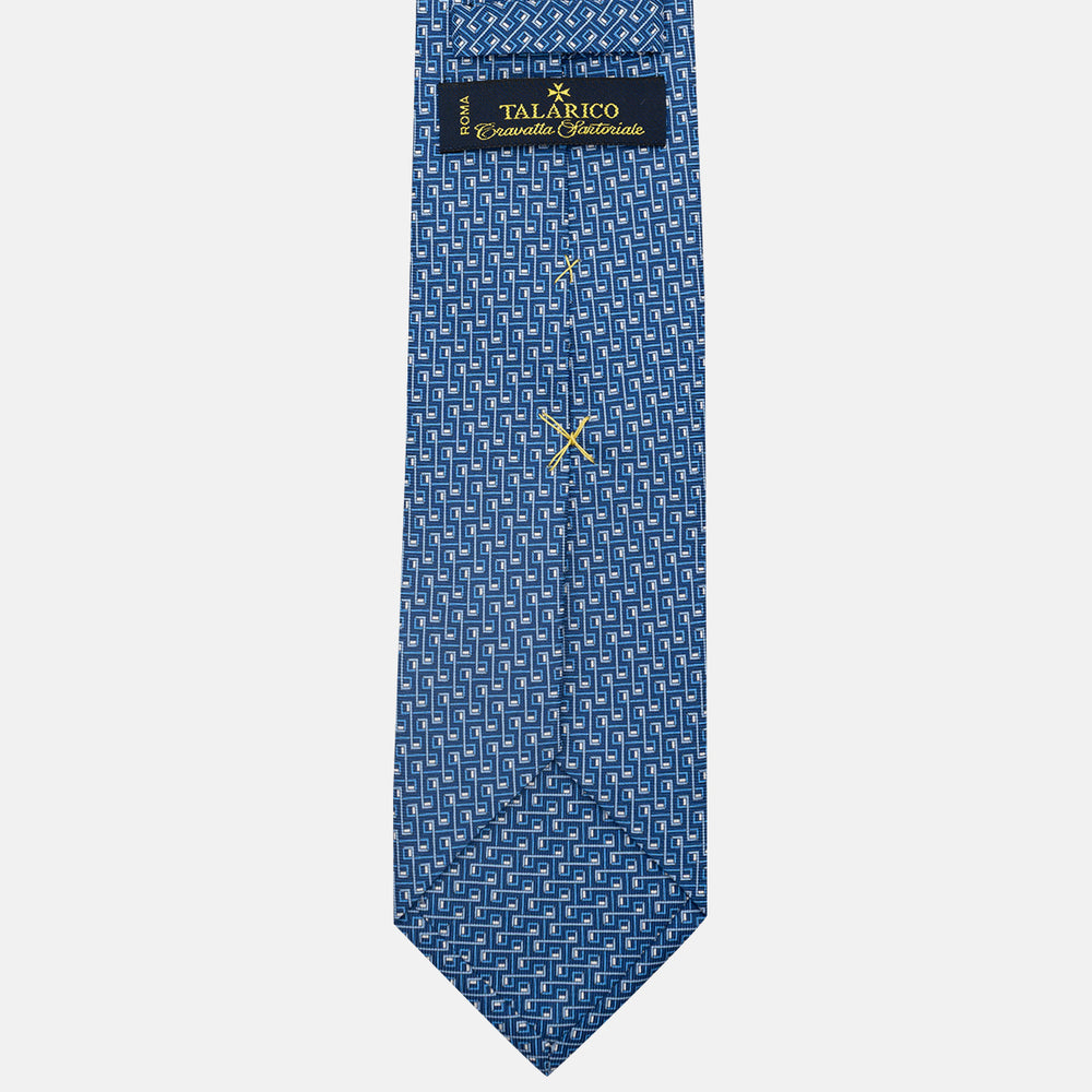 3-Fold Silk Tie, Chain Pattern, Light Blue - JA061861_2
