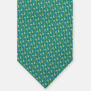 3-fold Silk Tie, Concatenated Pattern, Green - JA061861_3 T