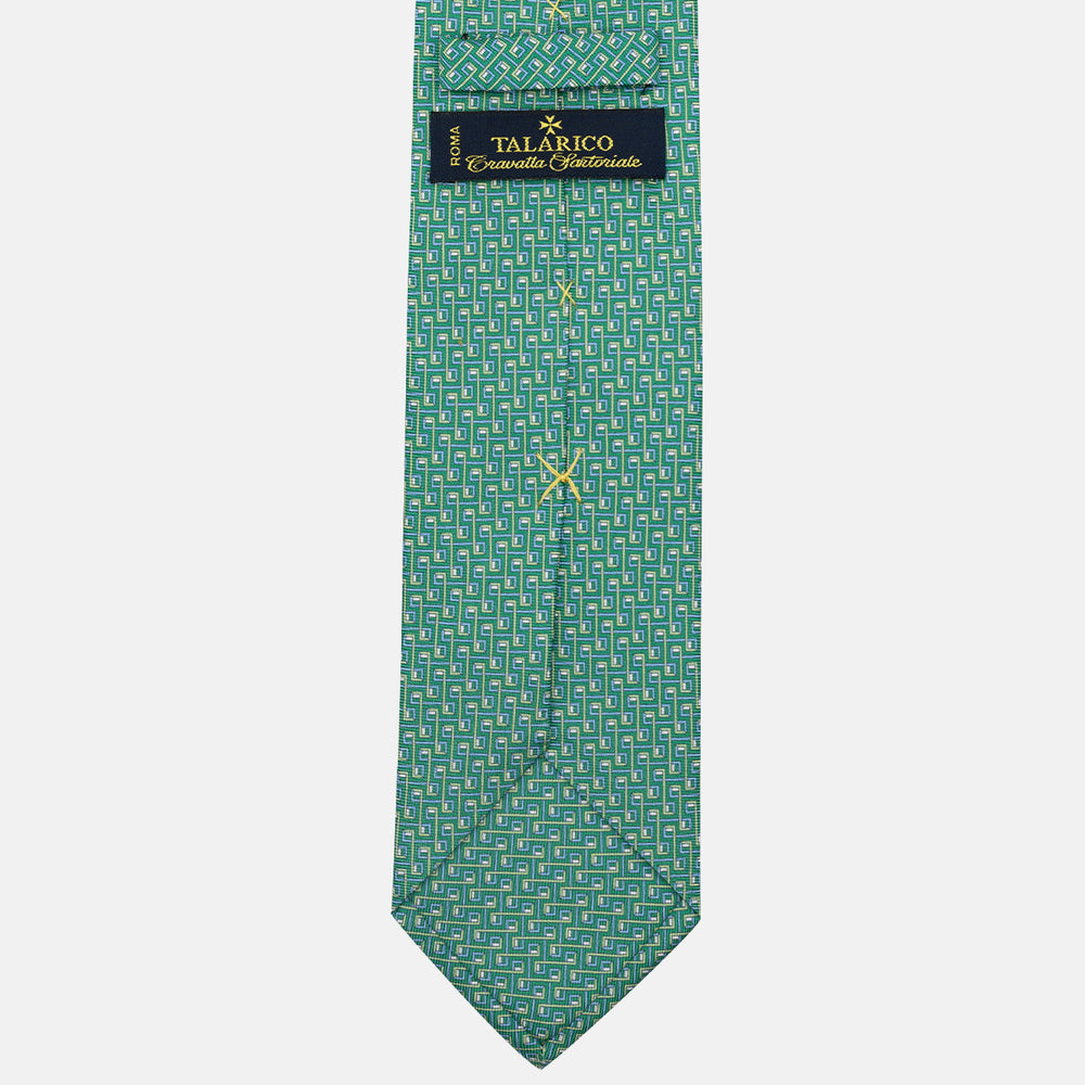 3-Fold Silk Tie, Chain Pattern, Green - JA061861_3