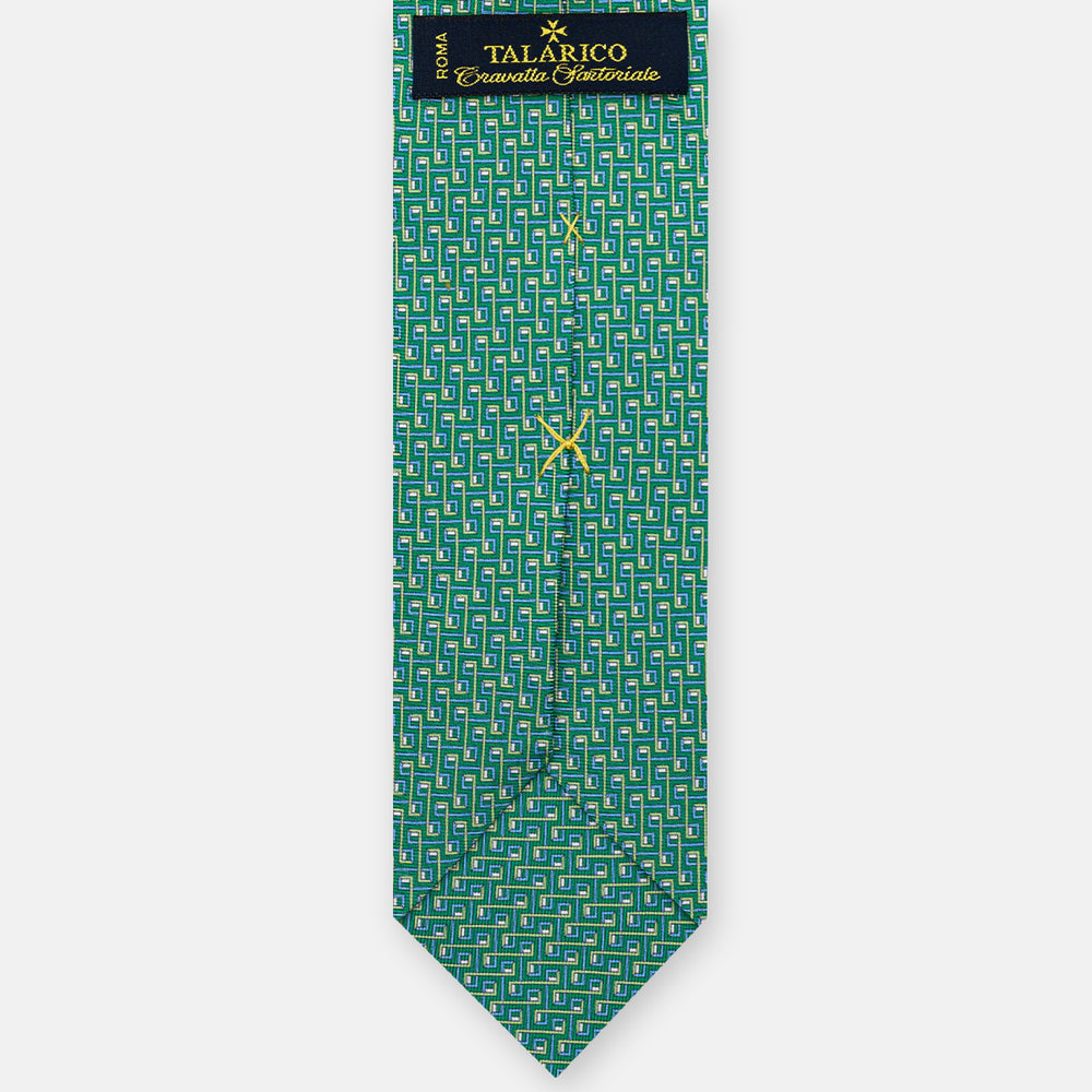 3-fold Silk Tie, Concatenated Pattern, Green - JA061861_3 T