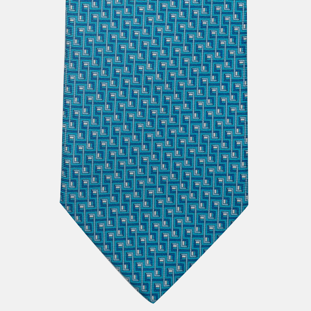 Cravatta 3 pieghe in Seta, Fantasia Concatenata, Piscina - JA061861_4