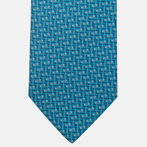 Cravatta 3 pieghe in Seta, Fantasia Concatenata, Piscina - JA061861_4
