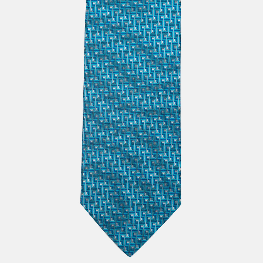Cravatta 3 pieghe in Seta, Fantasia Concatenata, Piscina - JA061861_4