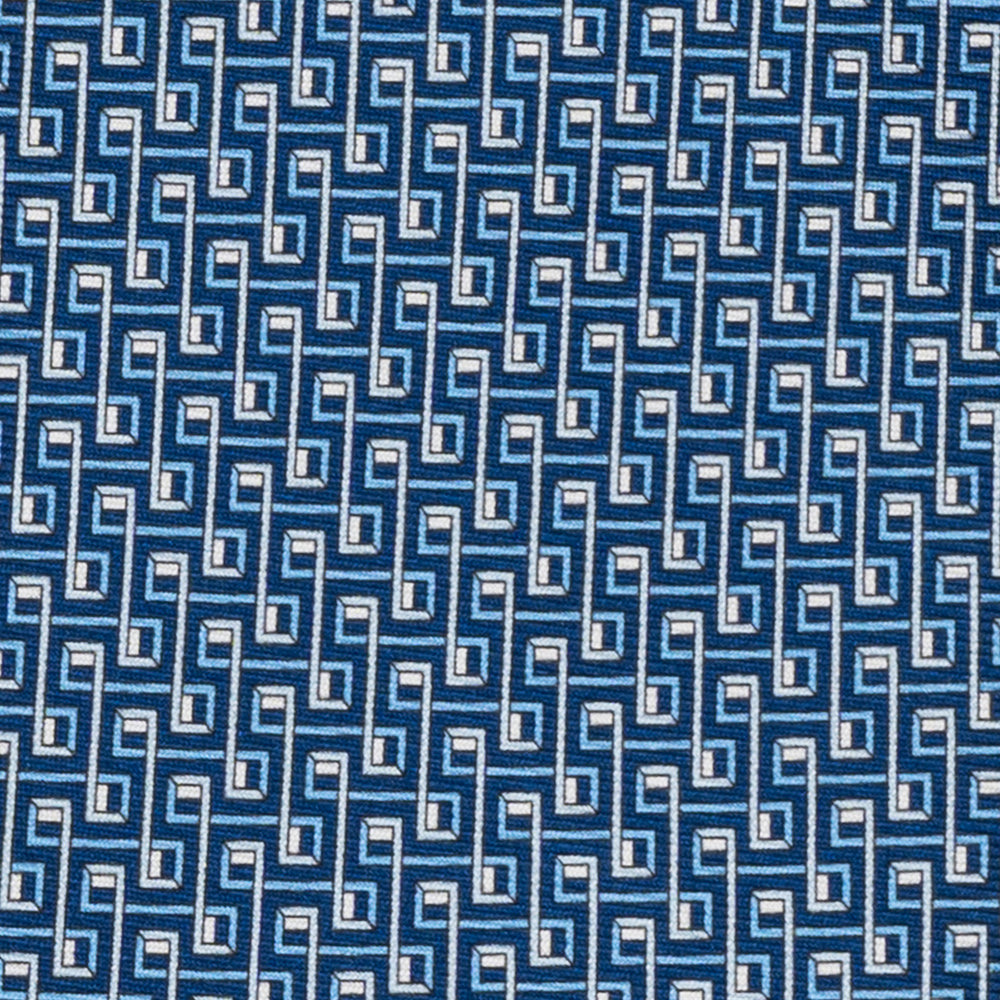 Cravatta 3 pieghe in Seta, Fantasia Concatenata, Azzurro - JA061861_5 T