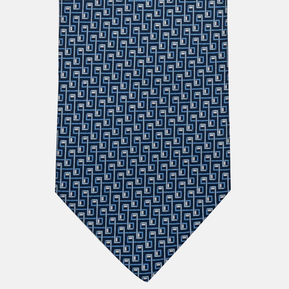 3-Fold Silk Tie, Chain Pattern, Sky Blue - JA061861_6 T