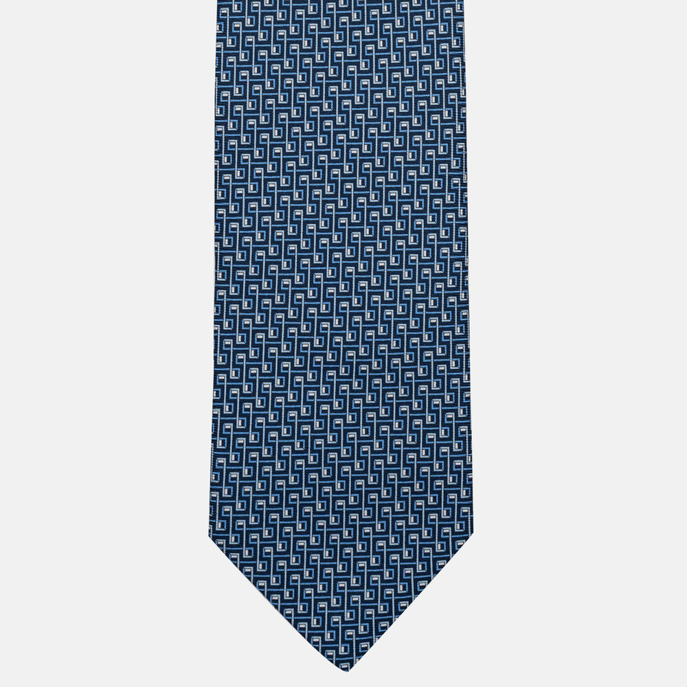 3-Fold Silk Tie, Chain Pattern, Sky Blue - JA061861_6 T