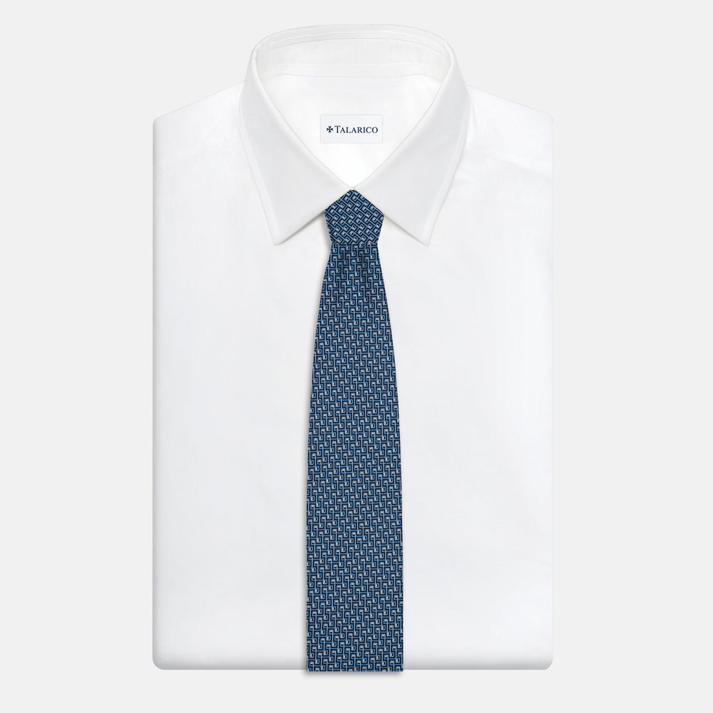 3-Fold Silk Tie, Chain Pattern, Sky Blue - JA061861_6 T