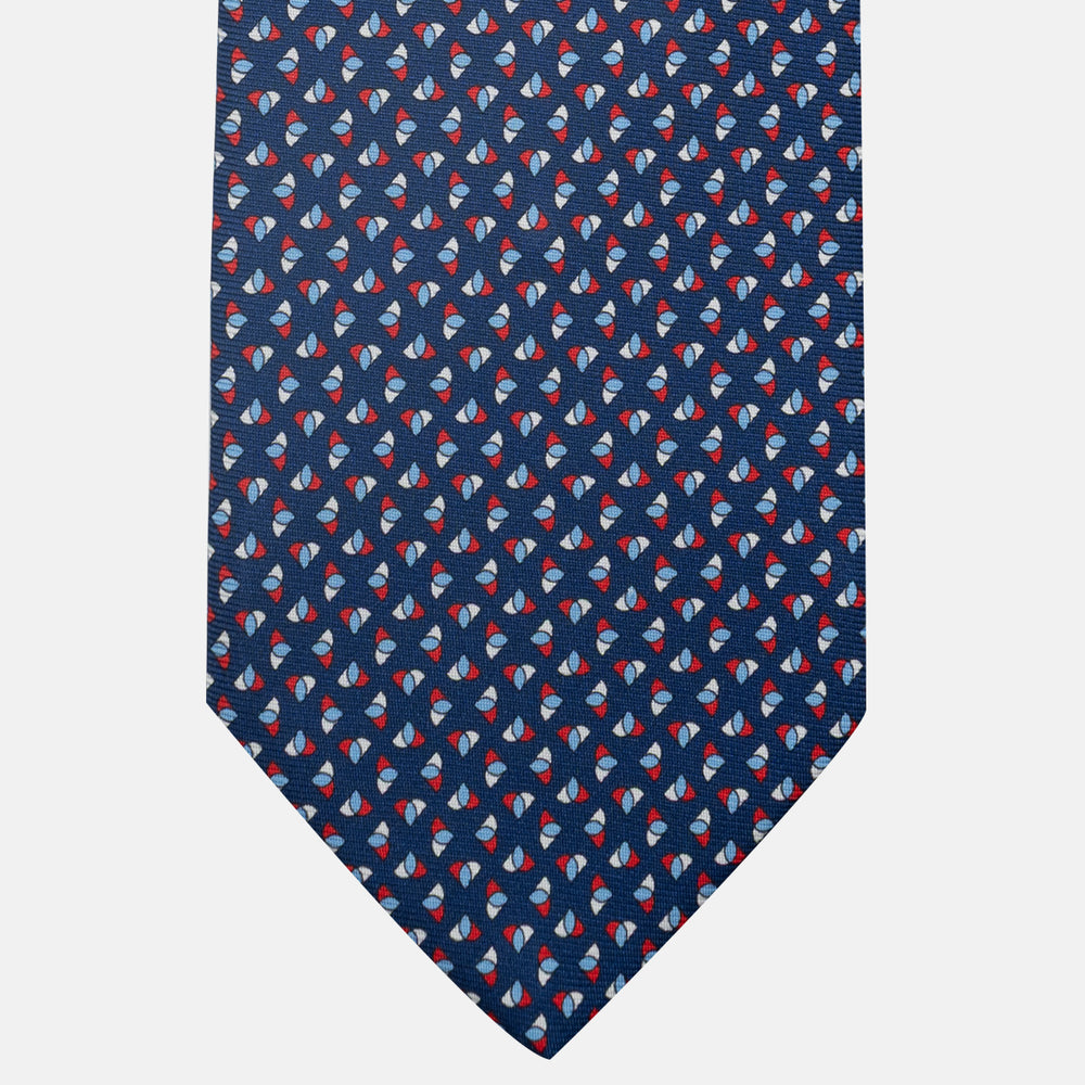 3-Fold Silk Tie, Micro Pattern, Blue and Red - JA062933_1