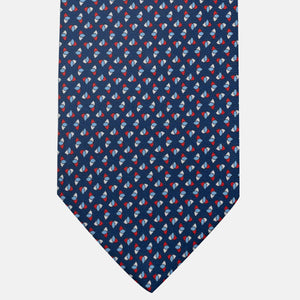 Cravatta 3 pieghe in Seta, Micro Fantasia, Blu Rosso - JA062933_1