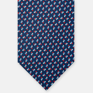 3-Fold Silk Tie, Micro Pattern, Blue Red - JA062933_1 T