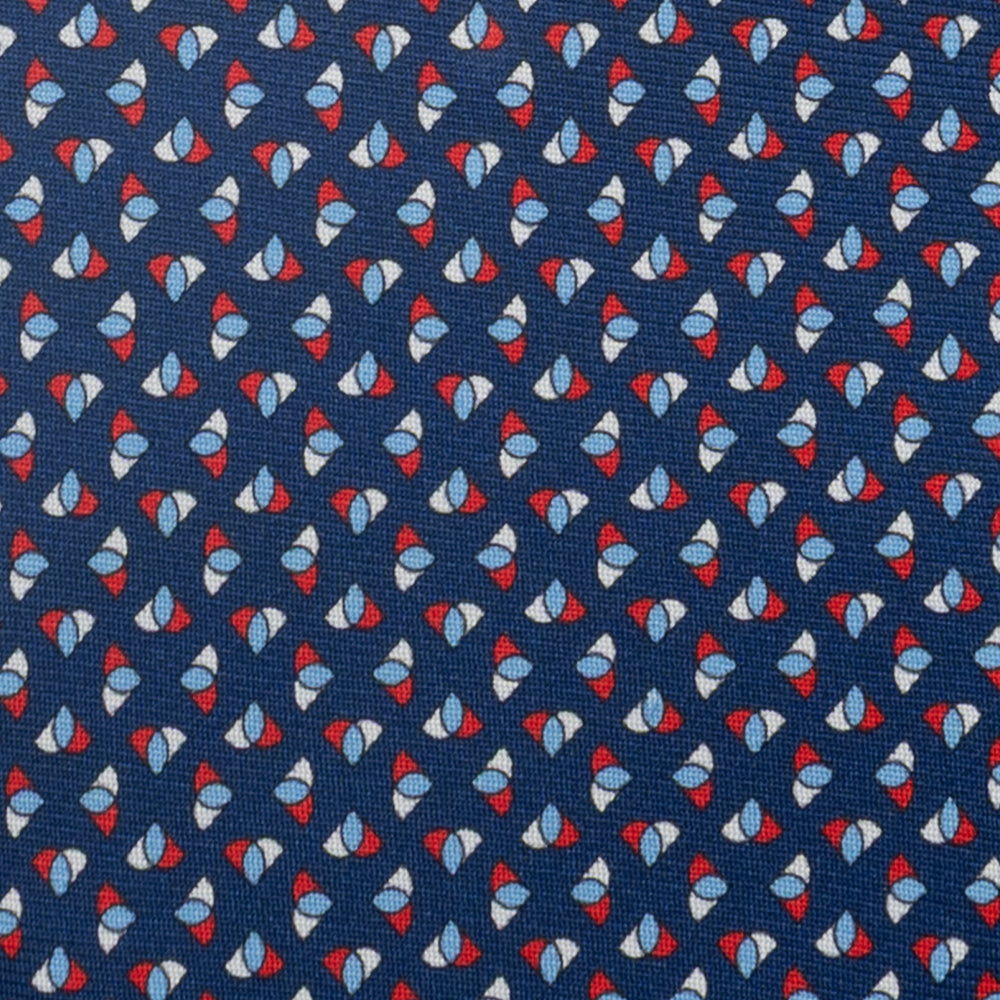 3-Fold Silk Tie, Micro Pattern, Blue and Red - JA062933_1