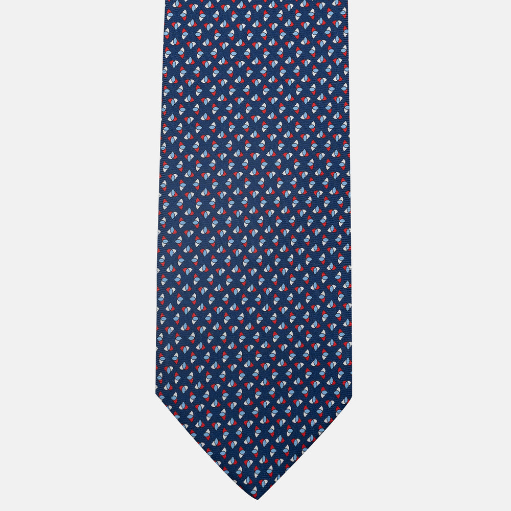 3-Fold Silk Tie, Micro Pattern, Blue and Red - JA062933_1