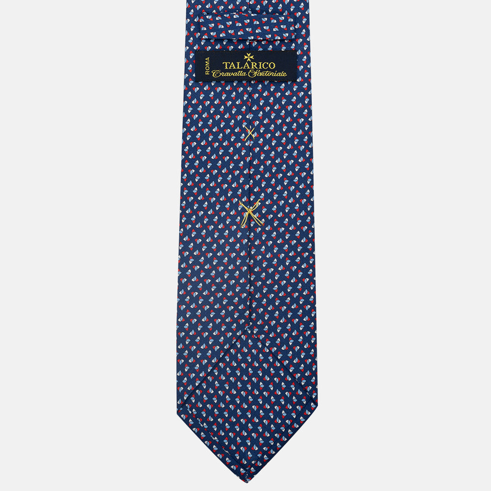 3-Fold Silk Tie, Micro Pattern, Blue and Red - JA062933_1