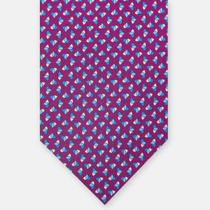 3-fold Silk Tie, Micro Pattern, Magenta - JA062933_3 T