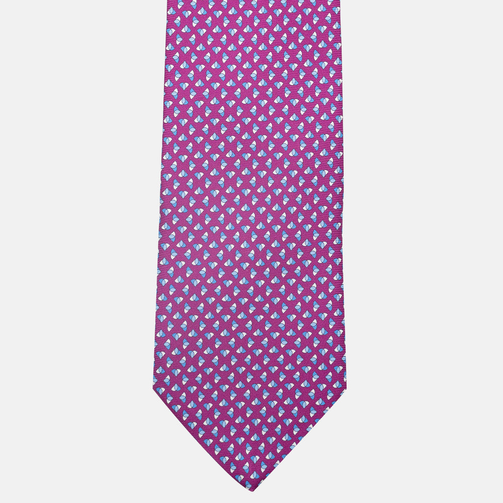 3-Fold Silk Tie, Micro Pattern, Magenta - JA062933_3