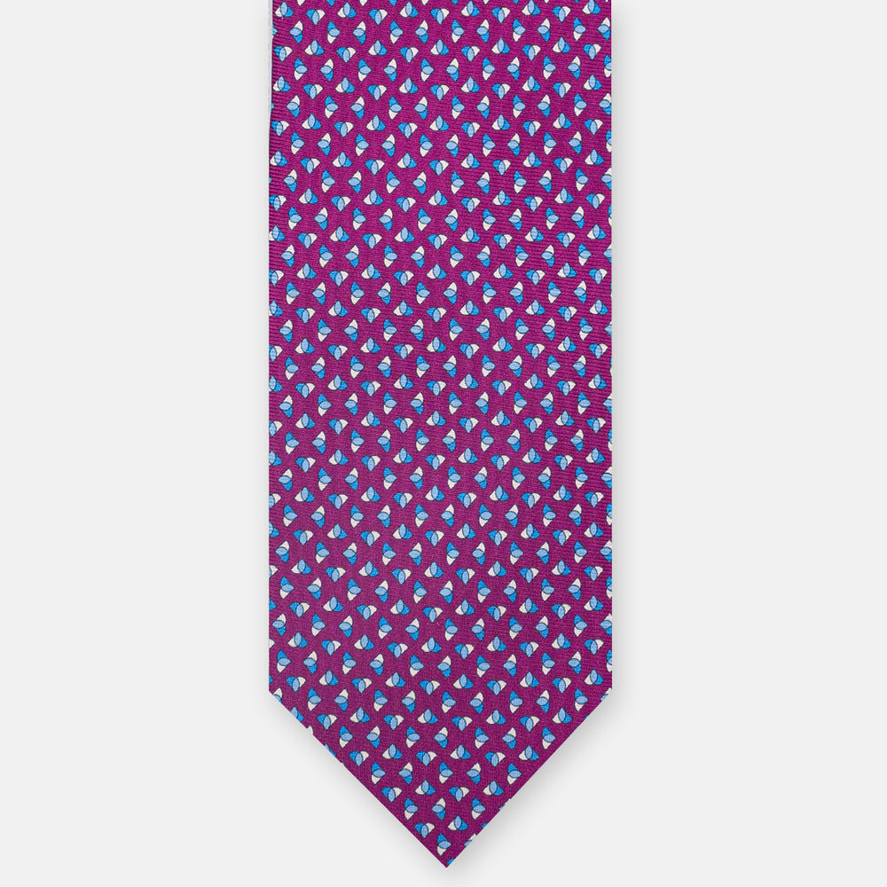 3-fold Silk Tie, Micro Pattern, Magenta - JA062933_3 T