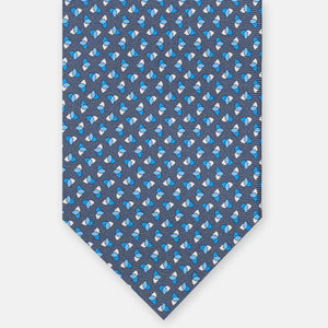 3-fold Silk Tie, Micro Pattern, Grey - JA062933_6 T