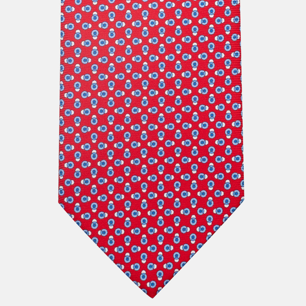 3-Fold Silk Tie, Micro Pattern, Red - JA062936_3