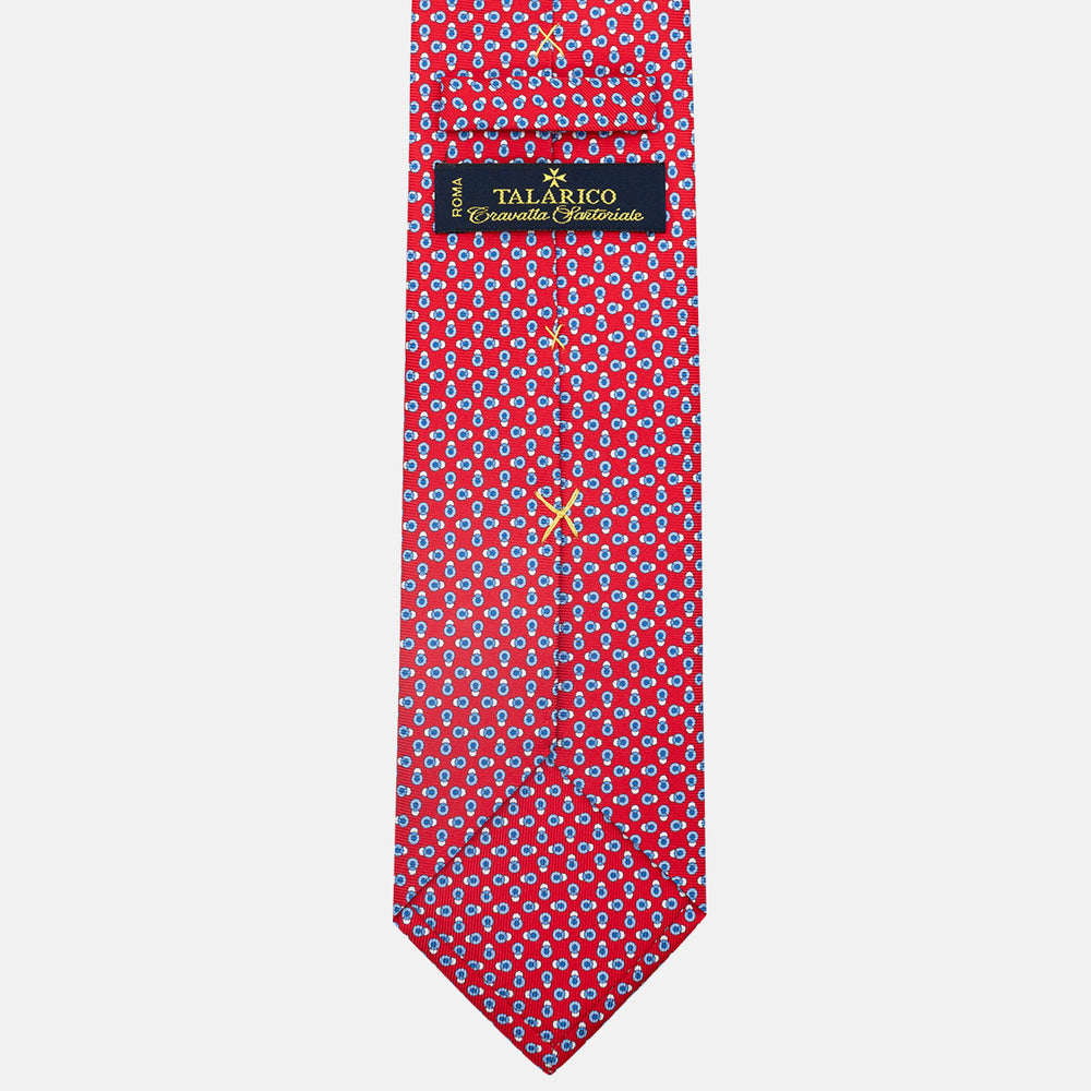 3-Fold Silk Tie, Micro Pattern, Red - JA062936_3