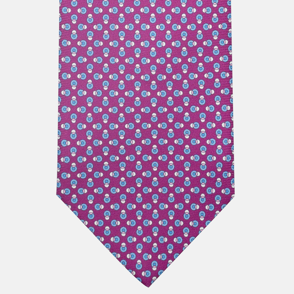 3-Fold Silk Tie, Micro Pattern, Magenta - JA062936_4