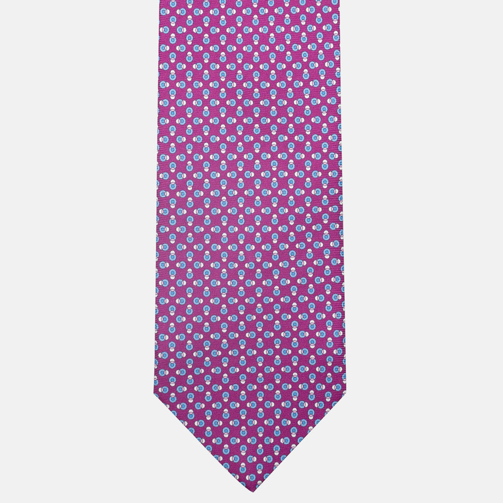 3-Fold Silk Tie, Micro Pattern, Magenta - JA062936_4