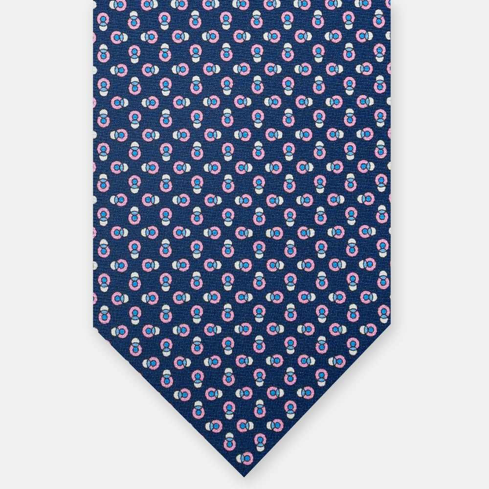 3-Fold Silk Tie, Micro Pattern, Blue Pink - JA062936_5 T